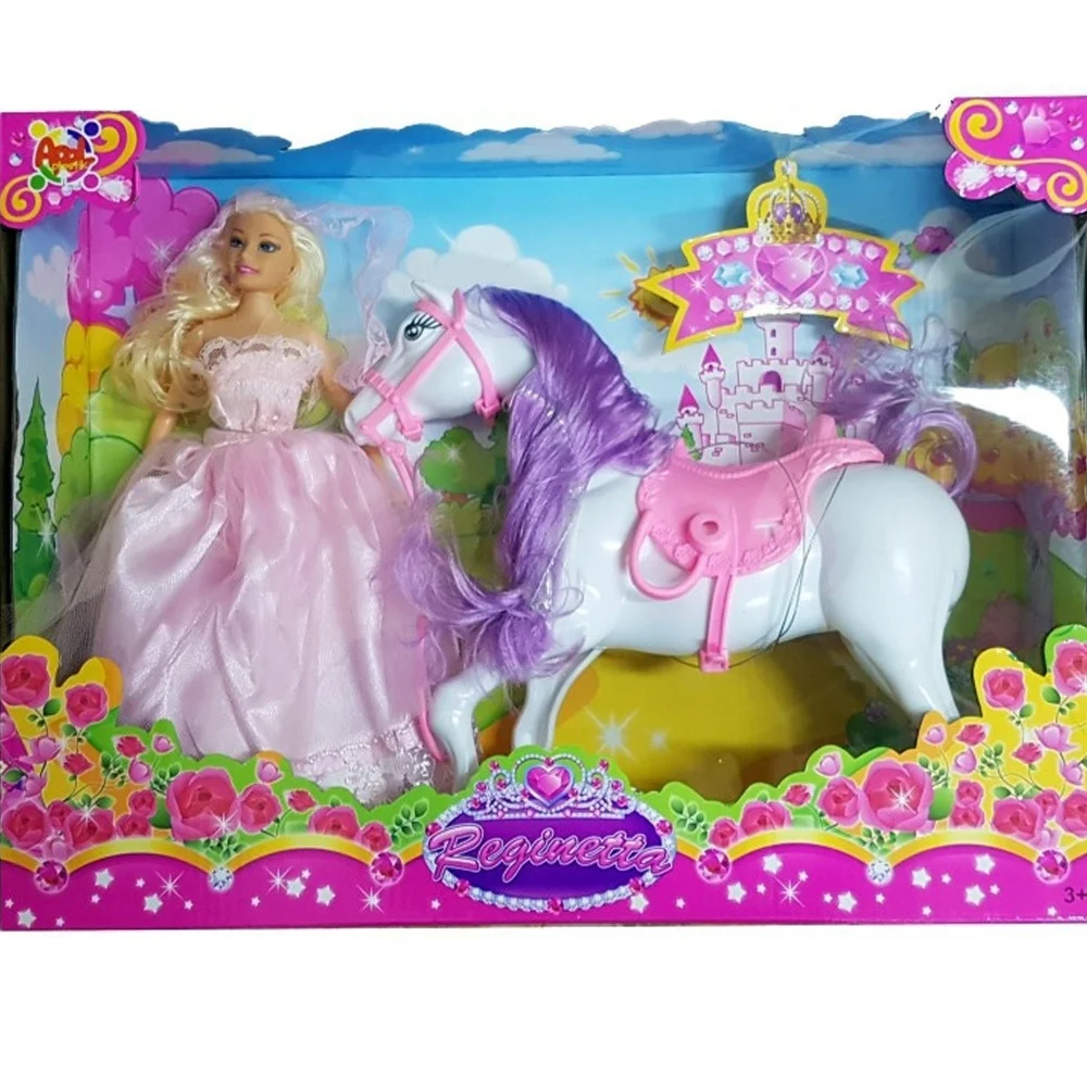 SPOSA BAMBOLA PRINCIPESSA REGINETTA A CAVALLO CRINIERA VIOLA PONY GIOCO BAMBINE - TrAdE Shop Traesio