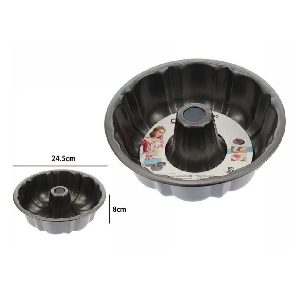 STAMPO TEGLIA TORTIERA PER DOLCE TORTA CIAMBELLA ANTIADERENTE TONDO 24,5CM 59949 - TrAdE Shop Traesio