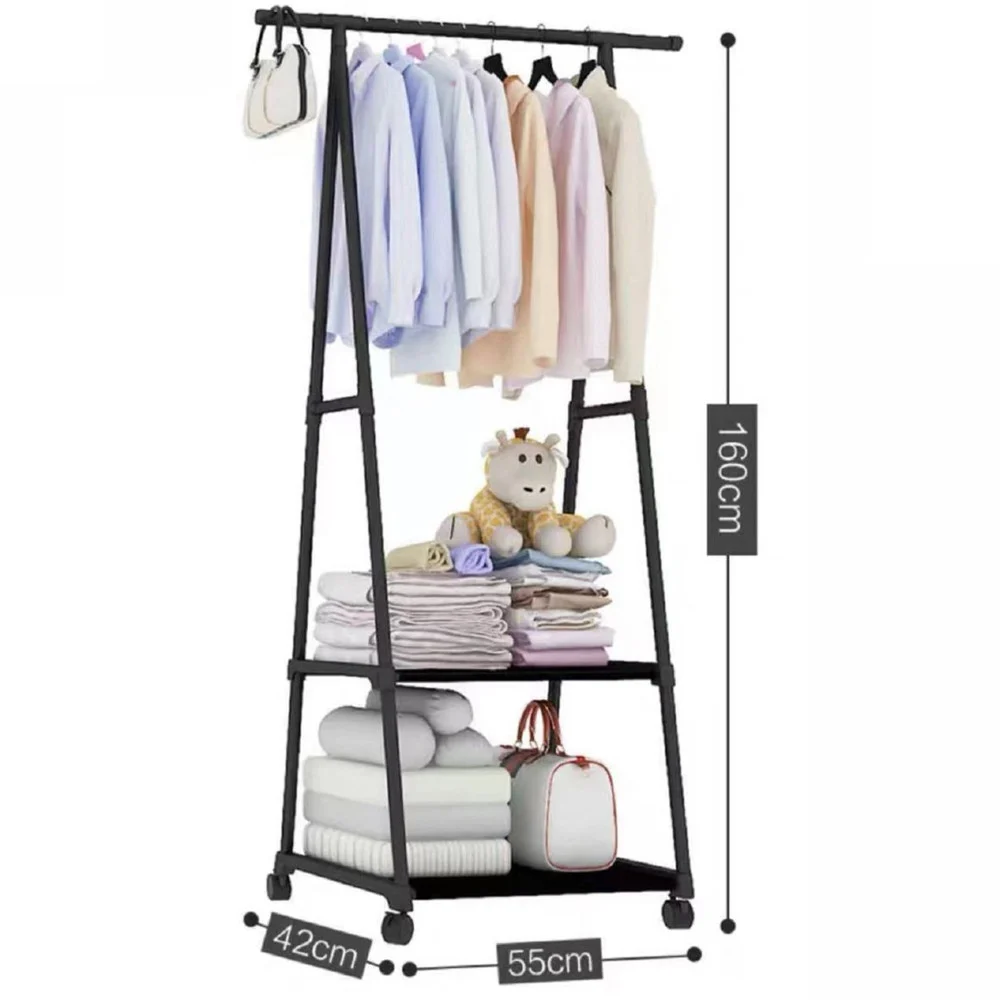 STAND APPENDIABITI ATTACCAPANNI IN LEGNO MDF E METALLO CAMERA DA LETTO NERO - TrAdE Shop Traesio