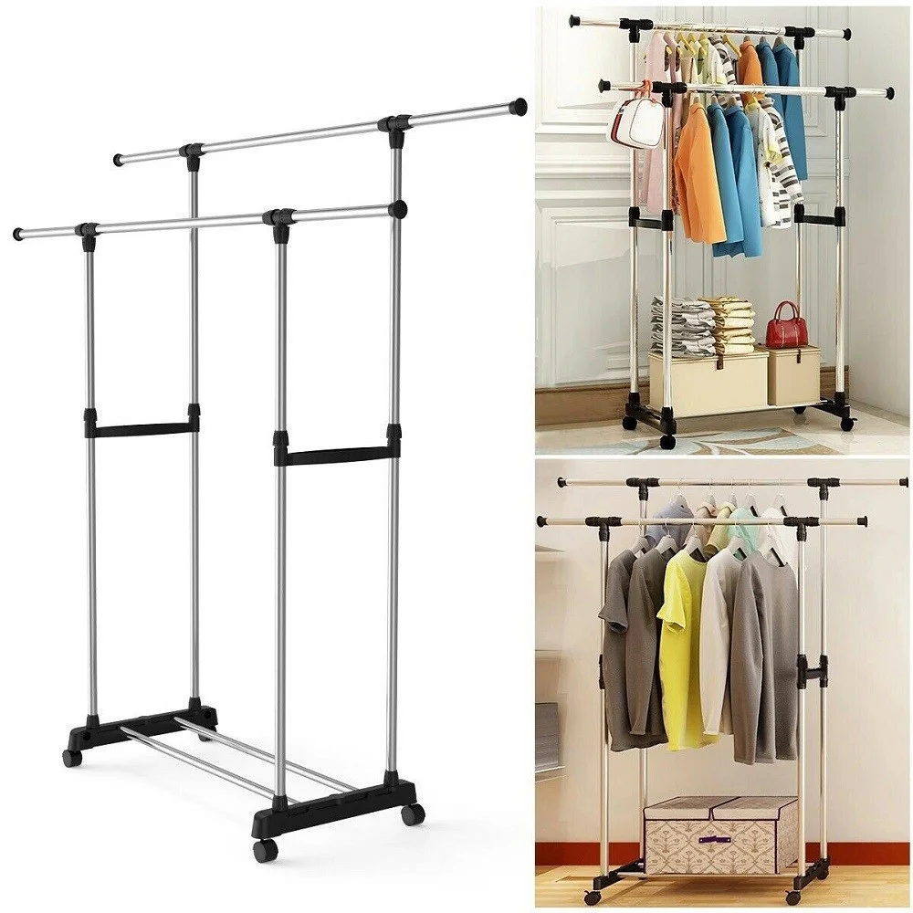 STAND APPENDIABITI REGOLABILE TELESCOPICO CON RUOTE ORGANIZER ABITI DOPPIO - TrAdE Shop Traesio