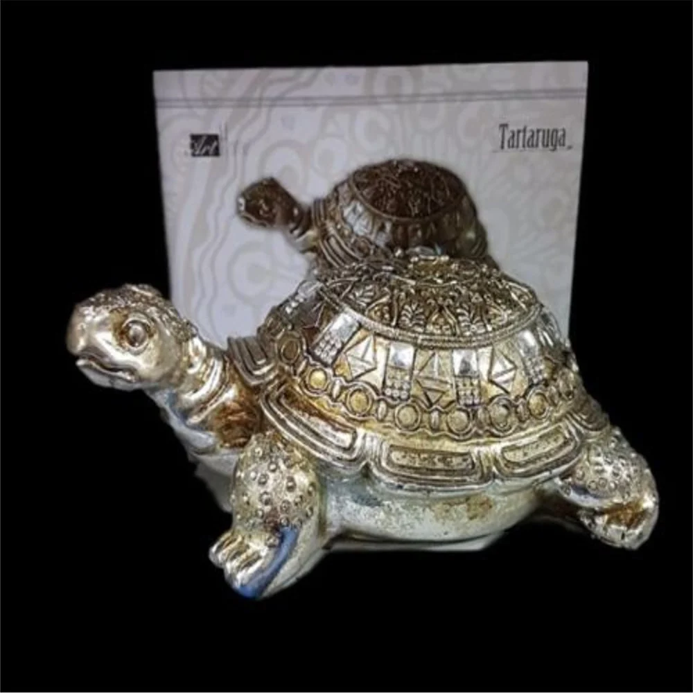 STATUA STATUINA DECORATIVA TARTARUGA STRASS SILVER 20CM PORTAFORTUNA CASA - TrAdE Shop Traesio