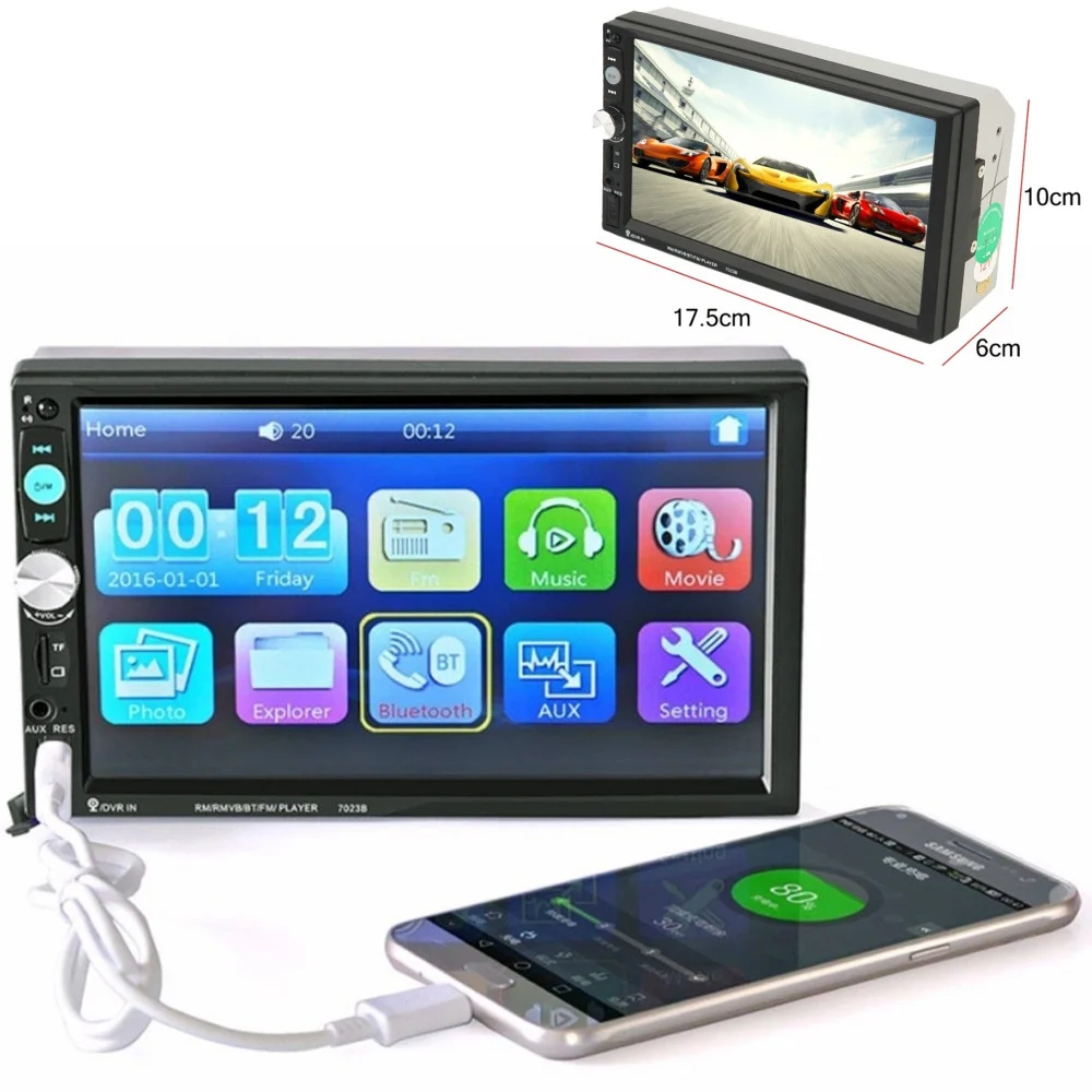 STEREO 7023B LCD 7,0" FULL HD 1080p AUTO MP4 MP5 RADIO FM BLUETOOTH TELECOMANDO - TrAdE Shop Traesio