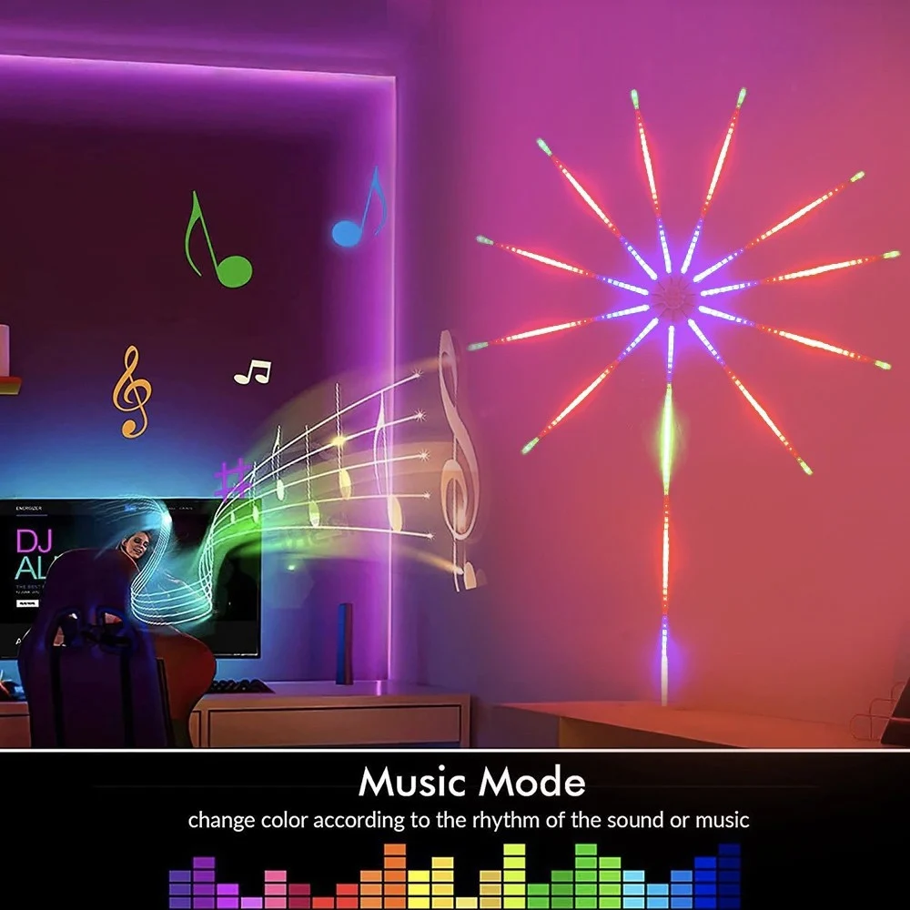 STRIP LED ADESIVA EFFETTO FUOCHI D'ARTIFICIO CONTROLLO SMART A TEMPO DI MUSICA - TrAdE Shop Traesio