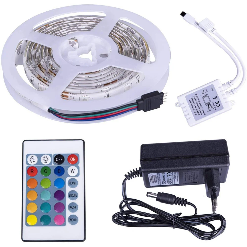 STRIP LED BOBINA 5 METRI RGB 24V SMD 5050 MULTICOLOR 16W/M IP65 300 LED STRISCIA - TrAdE Shop Traesio