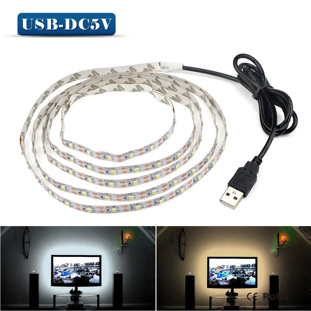 STRIP LED GIALLA STRISCIA 90CM CON ATTACCO USB PER RETROILLUMINAZIONE TELEVISORE - TrAdE Shop Traesio