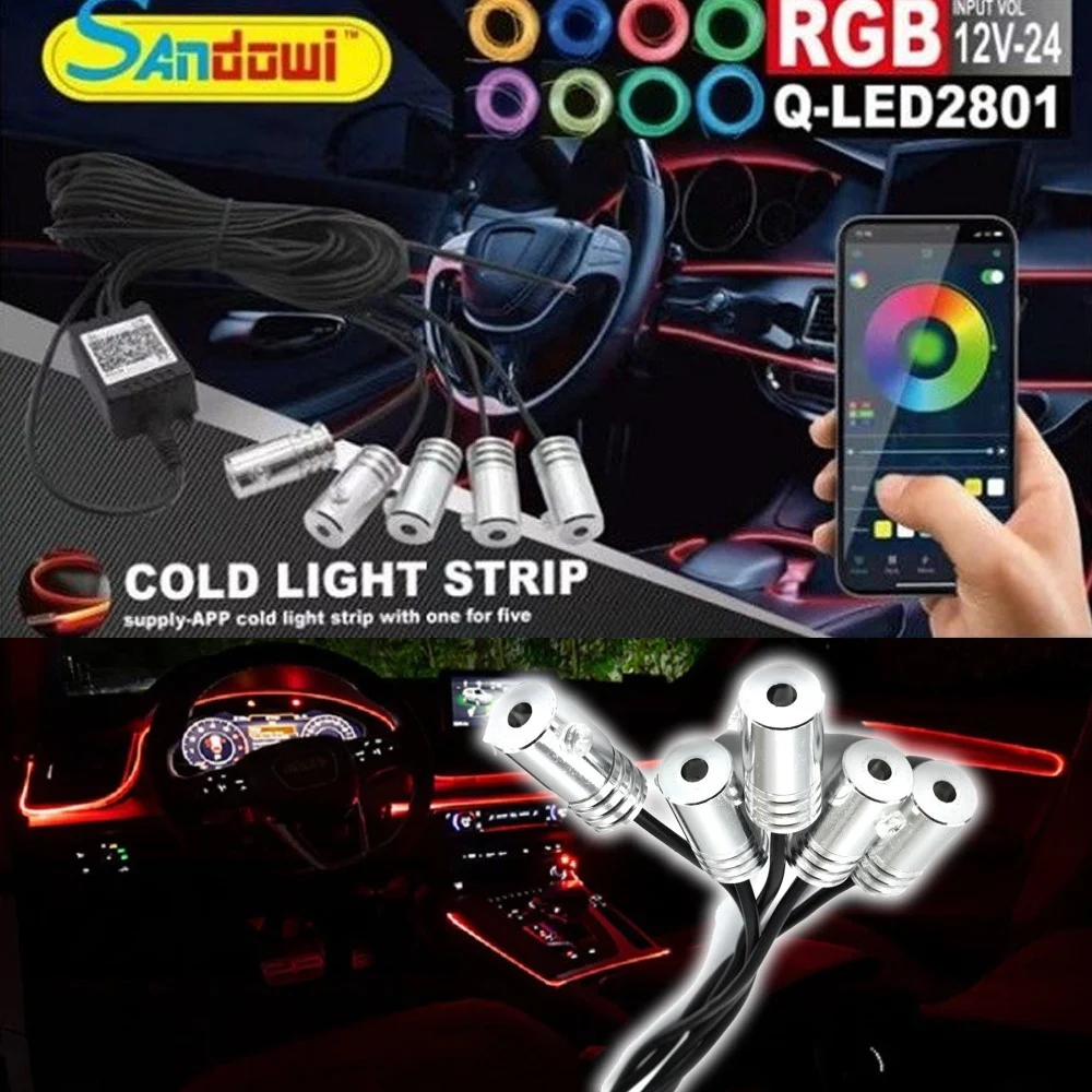 STRISCIA LED ILLUMINAZIONE DECORATIVA RGB LED STRIP NEON 12V PER AUTO Q-LED2801