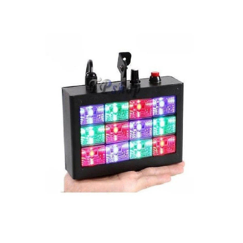 STROBO 12 LED LUCE RGB PROIETTORE FARO EFFETTO DJ CONTROLLO MUSICALE REGOLABILE - TrAdE Shop Traesio