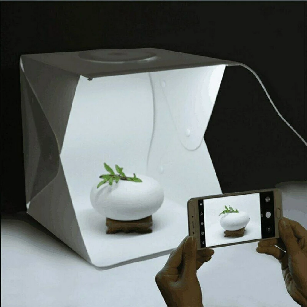 STUDIO SET FOTOGRAFICO PORTATILE GRANDE 30CM LIGHT BOX CON LUCI LED 2 SFONDI - TrAdE Shop Traesio