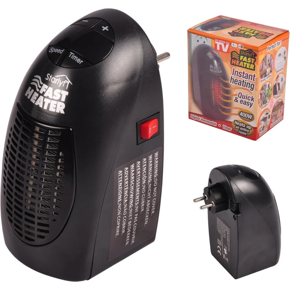 STUFA ELETTRICA 400W FAST HEATER PORTATILE REGOLABILE DA 15° A 32° BASSO CONSUMO - TrAdE Shop Traesio