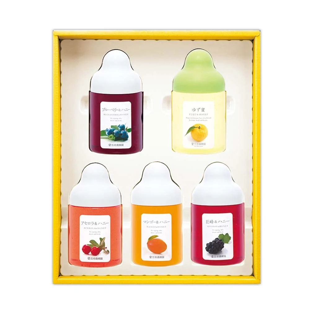 SUGI BEE GARDEN SBG Honey Fruit Syrup Set Yuzu Blueberry Acerola Mango Kyoho Grape AMG5P