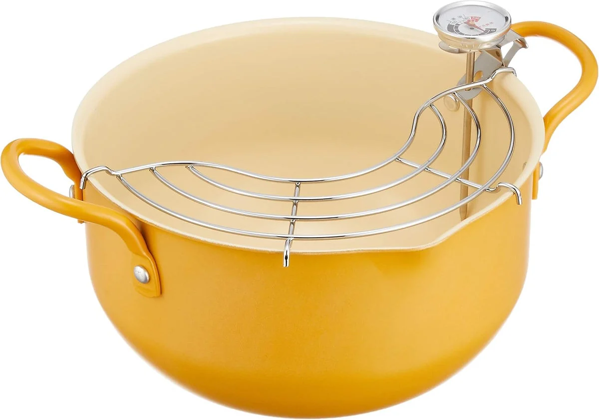Summit Kogyo pentola per friggere in ferro con termometro 20cm gialla 3.2 liters - Summit Kougyou