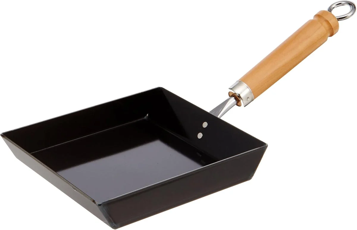 Summit Kogyo Padella per tamagoyaki in ferro, manico in legno, induzione 200V - Summit Kougyou
