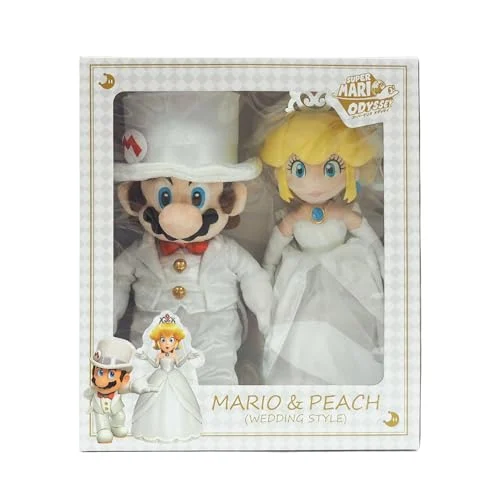 Super Mario Odyssey Mario & Peach Wedding Set W34 5 x D18 x H40cm Plushie OD04 - Sanei