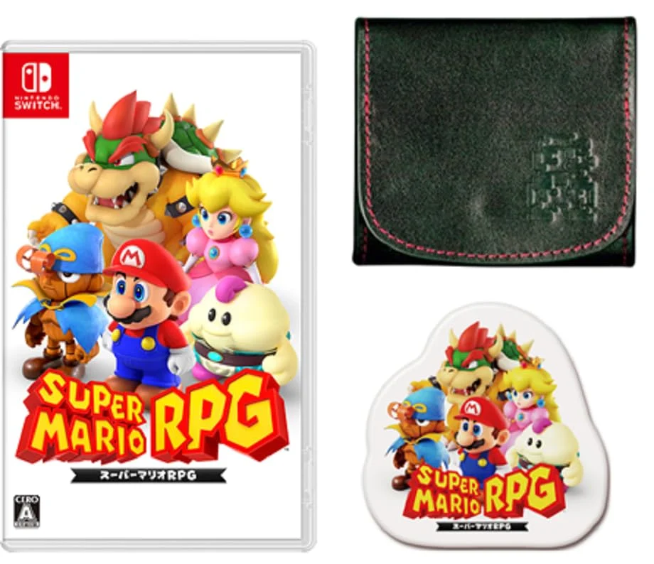 Super Mario RPG -Switch + Super Mario Bros Genuine Leather Coin Case Set (Amazon co jp Exclusive: Original Pins Included)