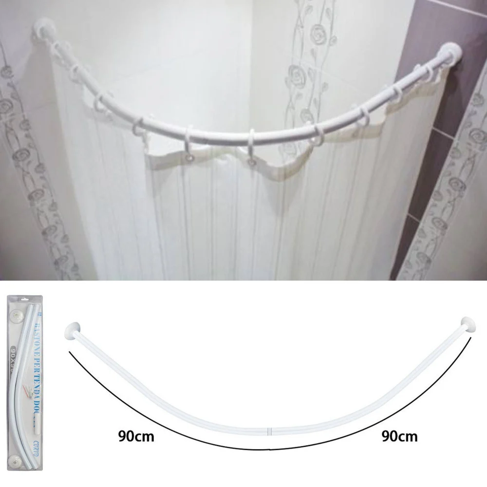 SUPPORTO TENDA DOCCIA ANGOLARE BIANCO BAGNO 90X90CM BASTONE ASTA TELAIO CURVO - TrAdE Shop Traesio