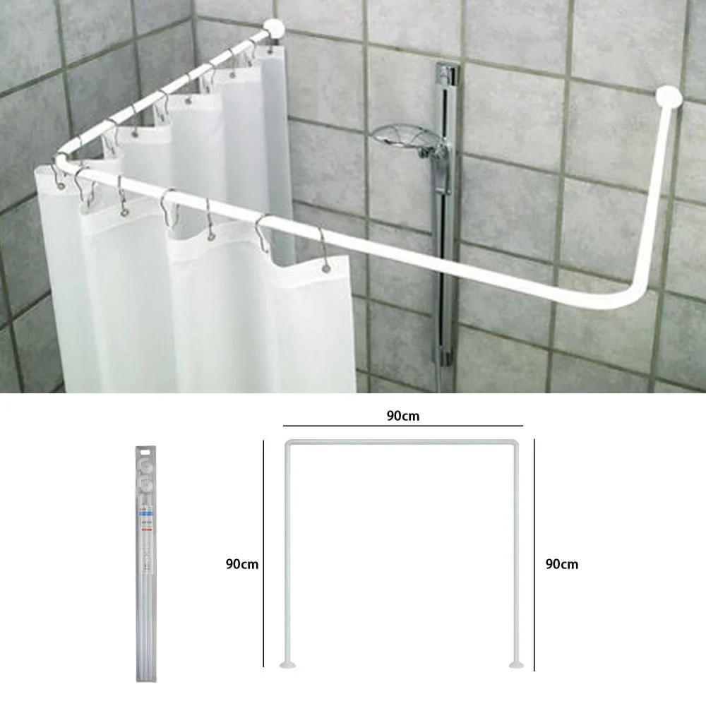SUPPORTO TENDA DOCCIA IN ACCIAIO BIANCO BAGNO 90X90X90 BASTONE ASTA TELAIO CURVO - TrAdE Shop Traesio