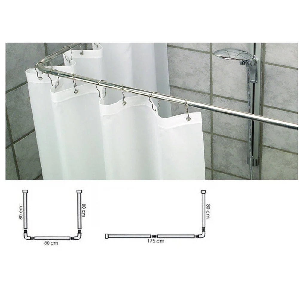 SUPPORTO TENDA DOCCIA IN ACCIAIO GRIGIO BAGNO 90X90X90 BASTONE ASTA TELAIO CURVO - TrAdE Shop Traesio