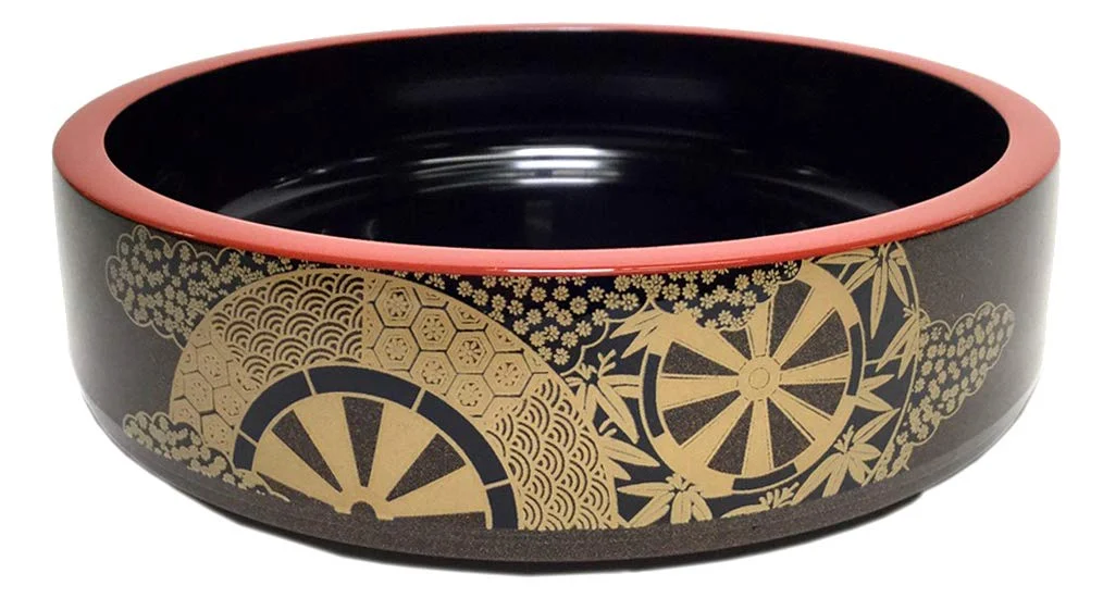 Ciotola da portata stile sushi Fuji Nashiji Goshoguruma 22cm x 5.5cm - Setomonohonpo