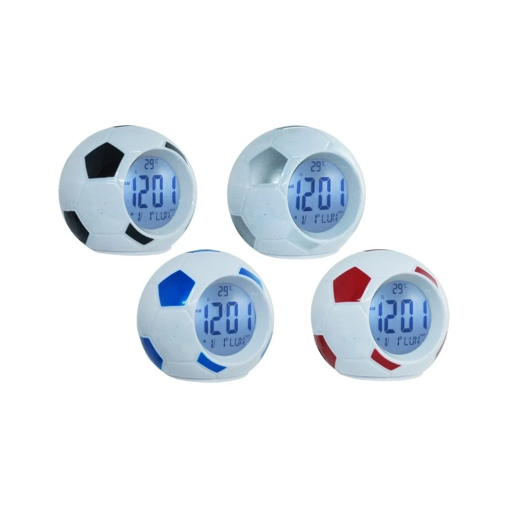 SVEGLIA DA TAVOLO 609 PALLONE CALCIO DIGITALE ALLARME LCD TEMPERATURA DATA ORA - TrAdE Shop Traesio