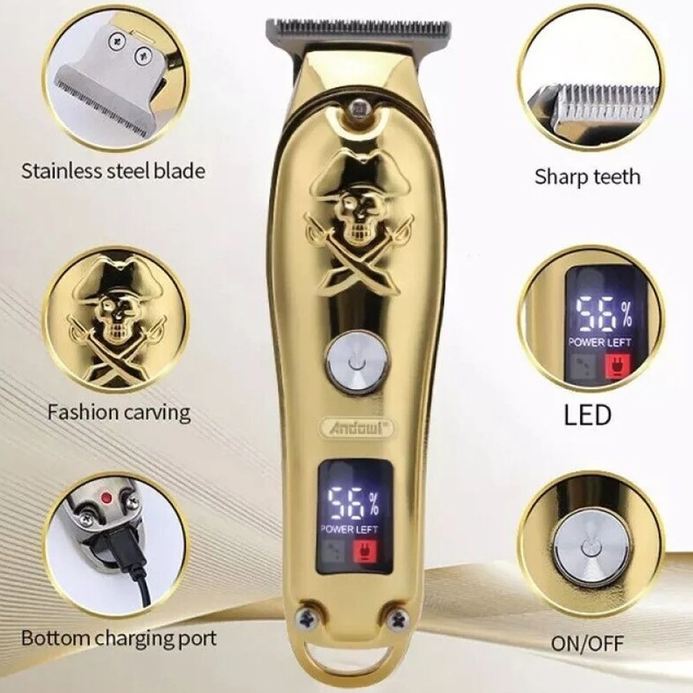 TAGLIA CAPELLI PROFESSIONALE RASOIO ELETTRICO REGOLA BARBA 3 PETTINI USB Q-TF53