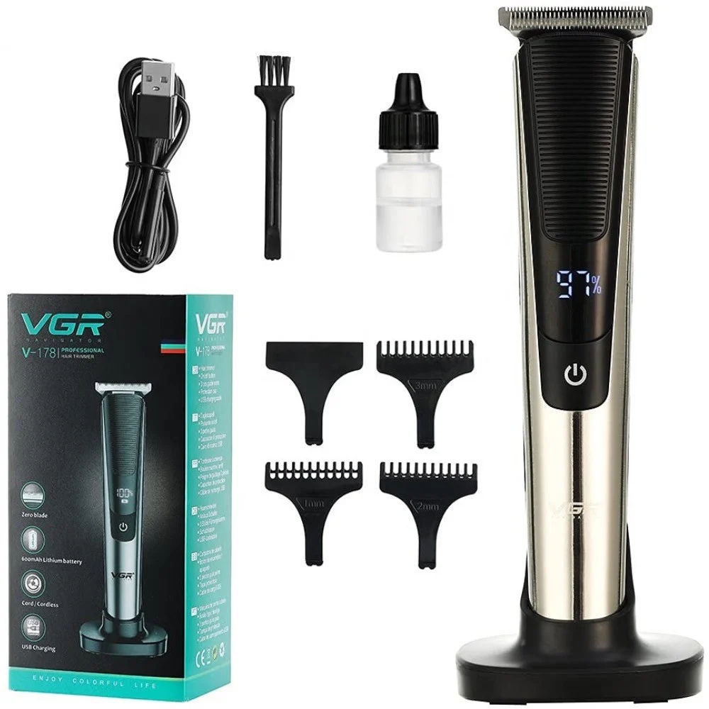 TAGLIACAPELLI BARBA PROFESSIONALE RICARICABILE USB CORDLESS CON DISPLAY VGR V178 - MaxTech