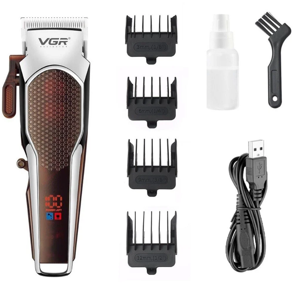 TAGLIACAPELLI USB RICARICABILE PROFESSIONALE CORDLESS CON DISPLAY DIGITALE V-189