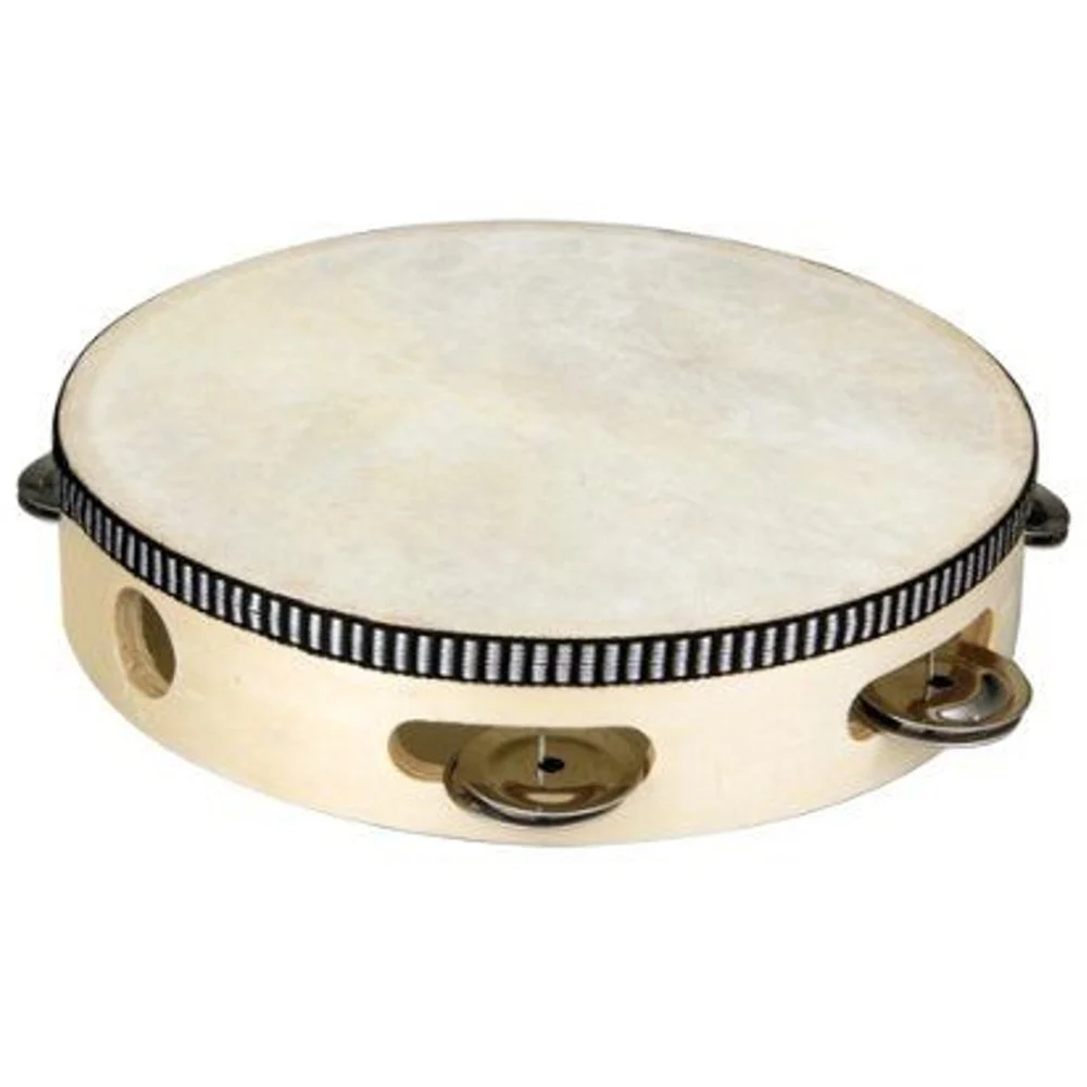TAMBURELLO TAMBURO CON SONAGLI LEGGERO IN LEGNO E PELLE DIAMETRO 20CM CEMBALO - TrAdE Shop Traesio