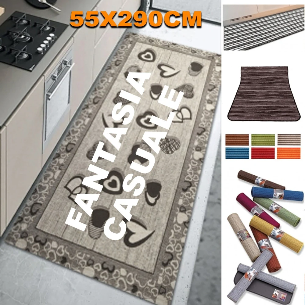 TAPPETO ANTISCIVOLO FONDO GOMMA 55x290 CM DA CUCINA BAGNO LAVABILE LAVATRICE - TrAdE Shop Traesio