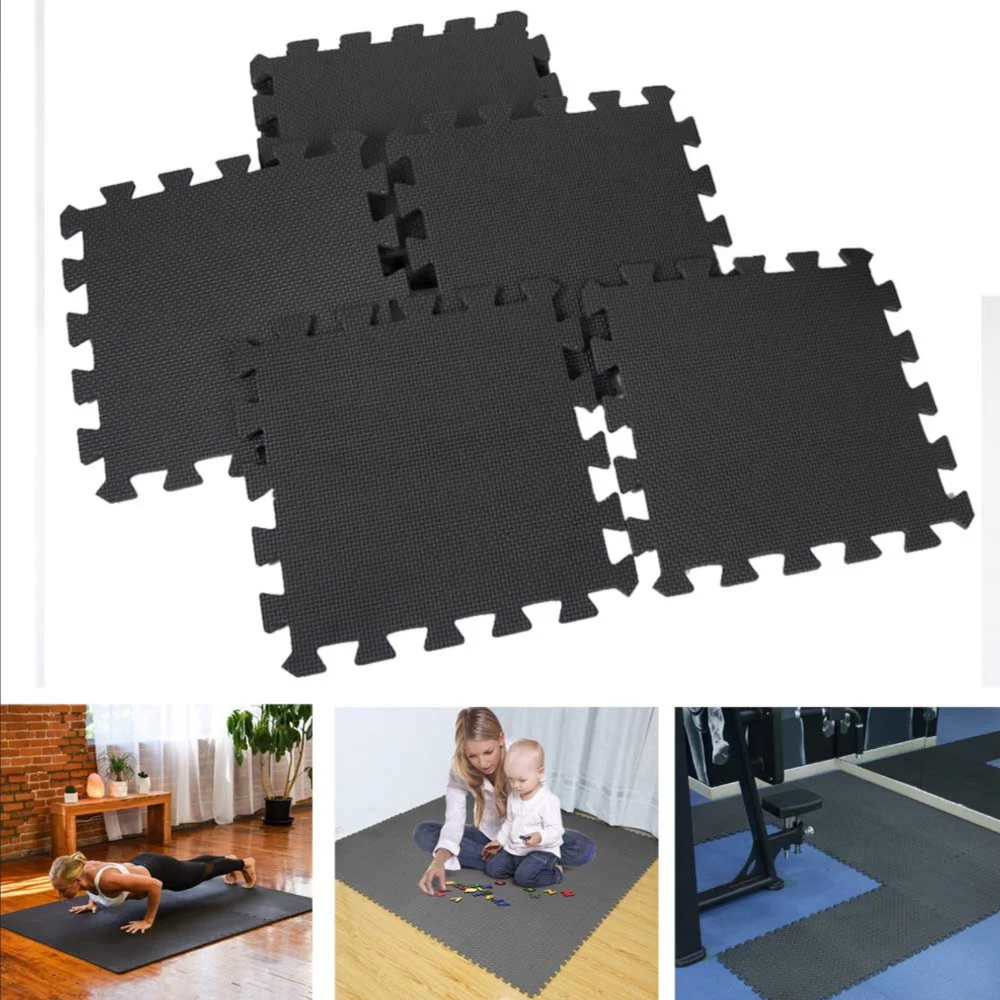 TAPPETO PUZZLE TAPPETINO FITNESS PALESTRA MULTIUSO SCHIUMA EVA 10PZ 30X30CM NERO - TrAdE Shop Traesio