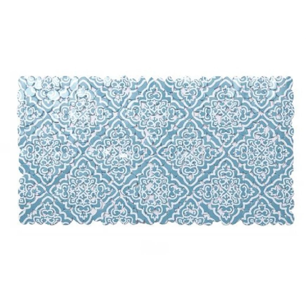 TAPPETO PVC AZZURRO CON MAIOLICHE ANTISCIVOLO VASCA BAGNO DOCCIA 67X36CM 87031 - Cleafe