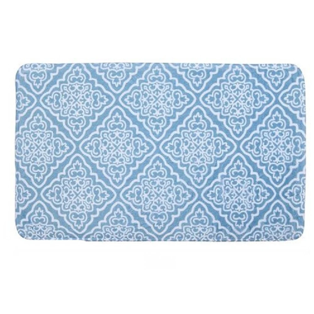 TAPPETO TAPPETINO PER ARREDO DA BAGNO 45 X 75 CM AZZURRO CON MAIOLICHE 87032 - Cleafe