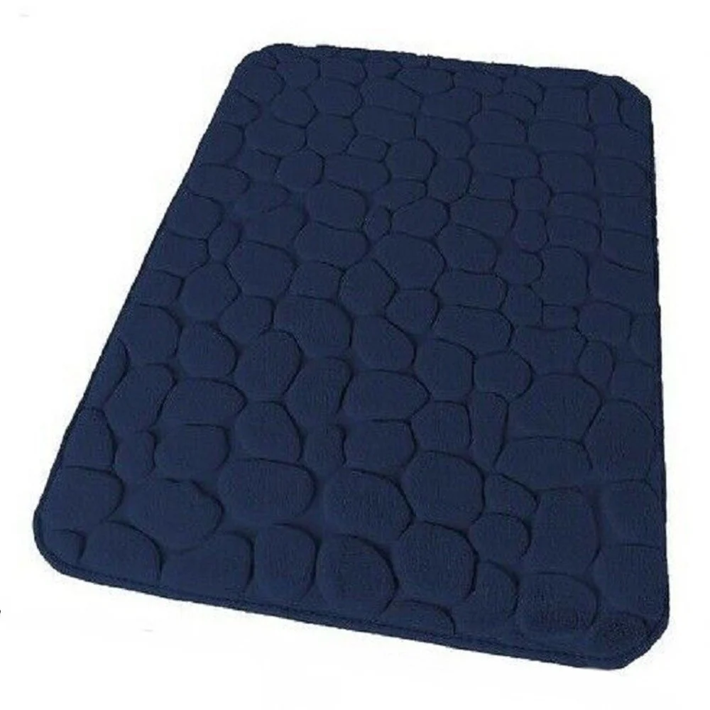 TAPPETO TAPPETINO PER BAGNO ARREDO 45 X 75 CM EFFETTO SASSI BLU IN TESSUTO 69894 - Cleafe