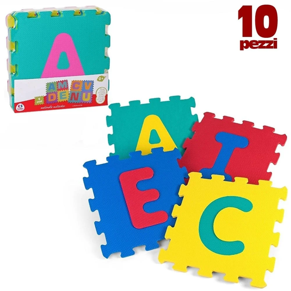 TAPPETO TAPPETINO PUZZLE LETTERE 10 PEZZI MORBIDO DIMENSIONE MATTONELLE 30X30CM - TrAdE Shop Traesio