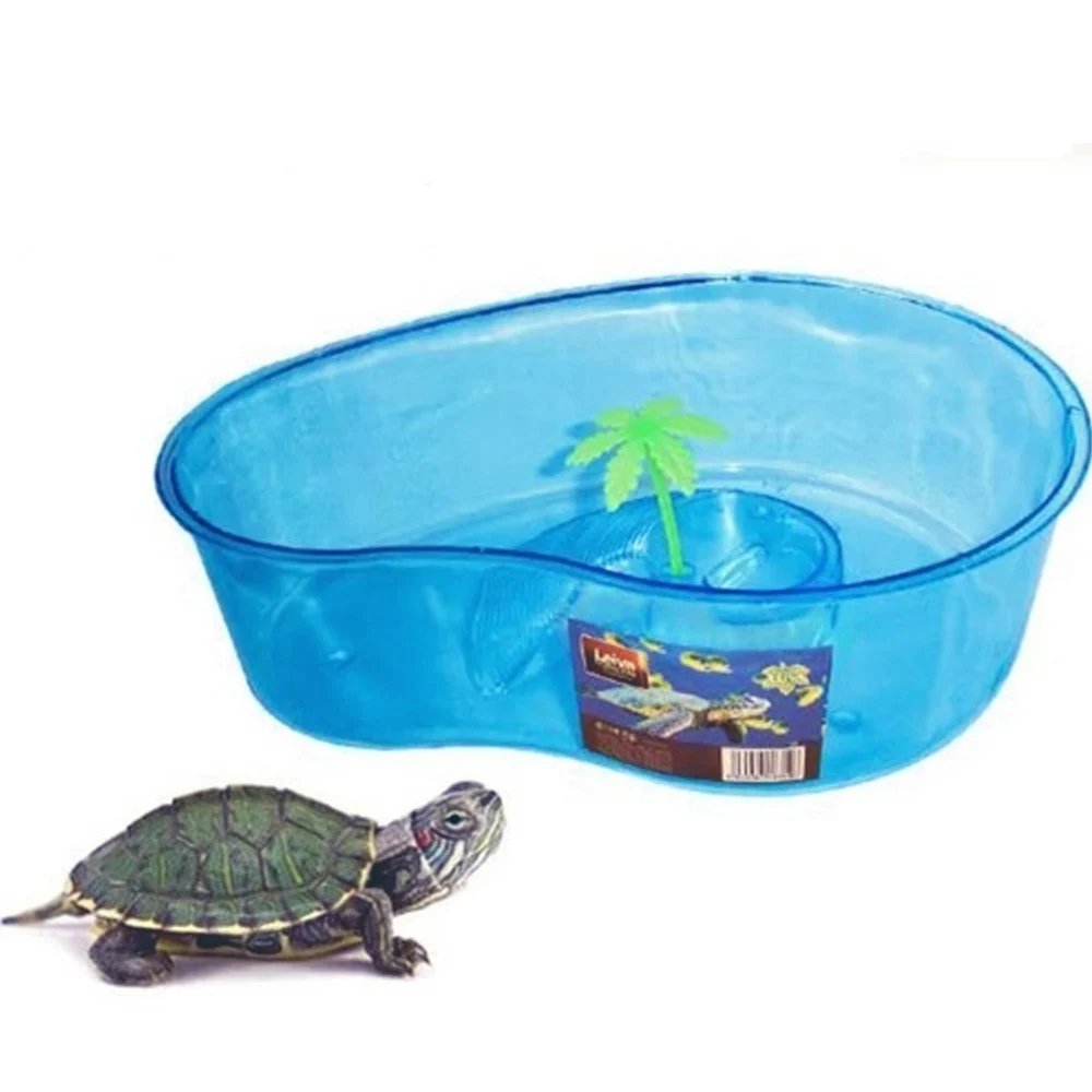 TARTARUGHIERA BLU CON PALMA 32X12X23CM ANIMALI ACQUARIO VASCA PER TARTARUGHE - TrAdE Shop Traesio