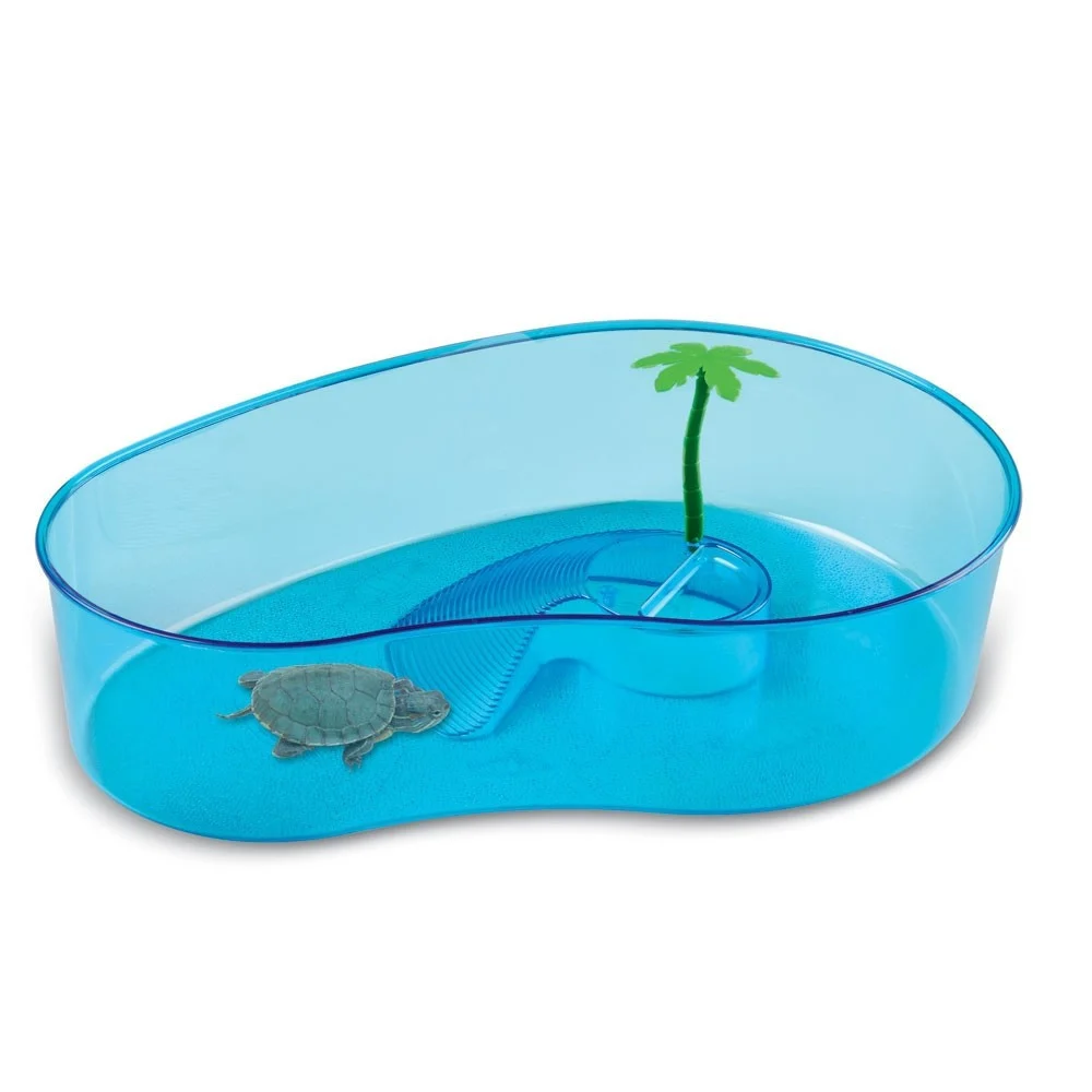 TARTARUGHIERA CLASSICA PER TARTARUGHE D'ACQUA CON PALMA 40 X 27,5 X H 9,5 CM - TrAdE Shop Traesio
