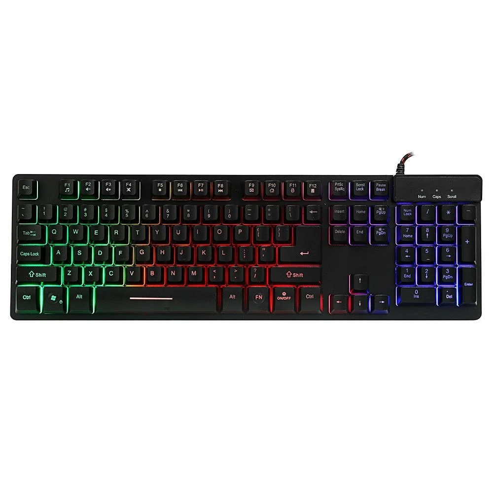 TASTIERA PER PC COMPUTER KEYBOARD USB RETROILLUMINATA A LED MULTICOLOR - TrAdE Shop Traesio