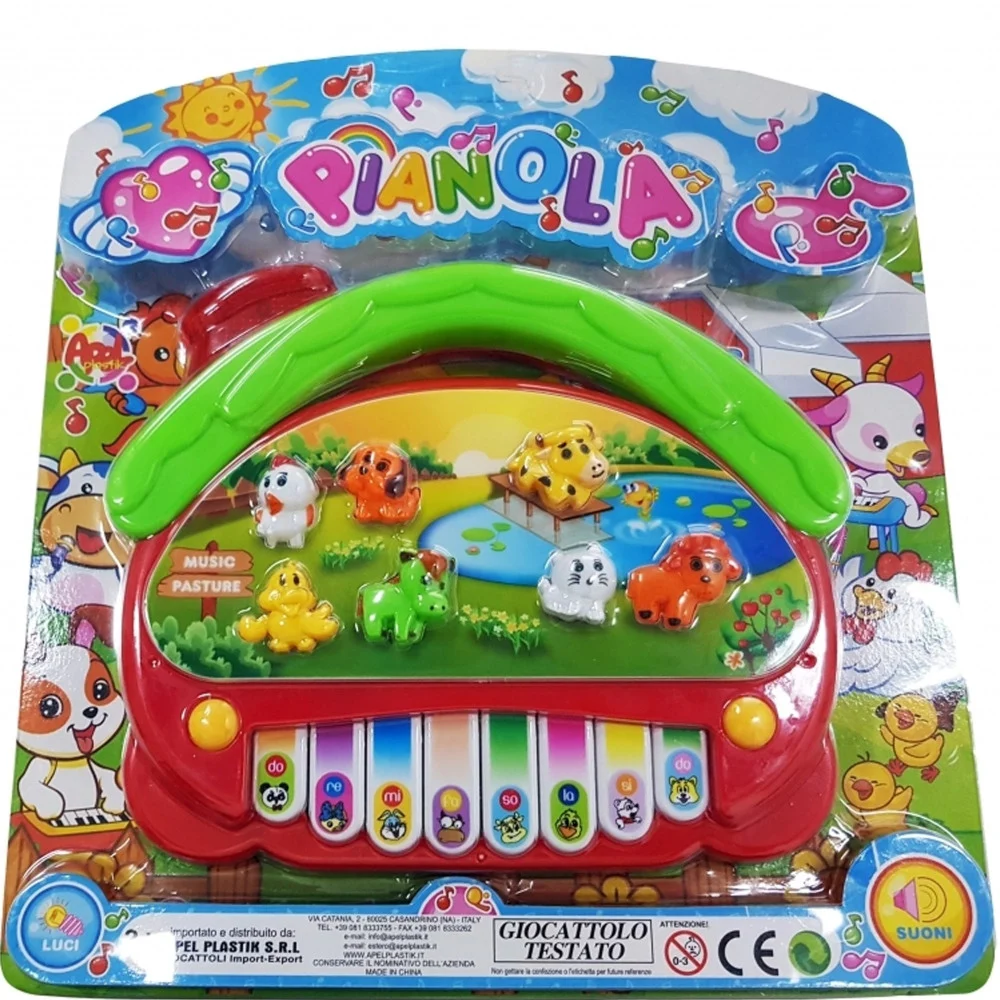 TASTIERA PIANOLA MUSICALE FATTORIA 8 TASTI 7 ANIMALETTI MELODIE SUONI LUCI LED - TrAdE Shop Traesio