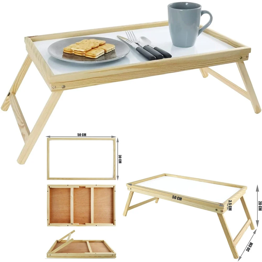 TAVOLINO LEGNO COLAZIONE LETTO PIEGHEVOLE TAVOLO LETTURA MULTIUSO NOTEBOOK - TrAdE Shop Traesio