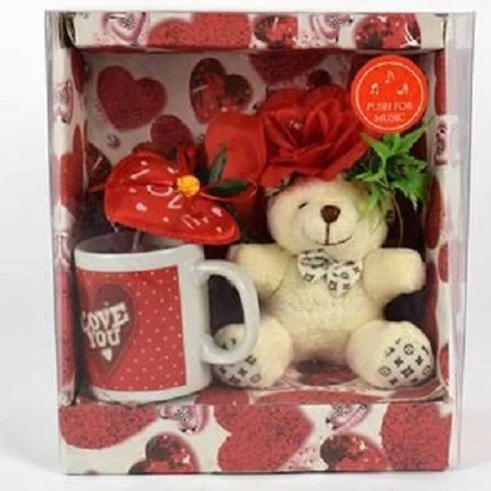 TAZZA CON ORSETTO FIORE E MUSICA IDEA REGALO SAN VALENTINO CONFEZIONE ASSORTITE - TrAdE Shop Traesio
