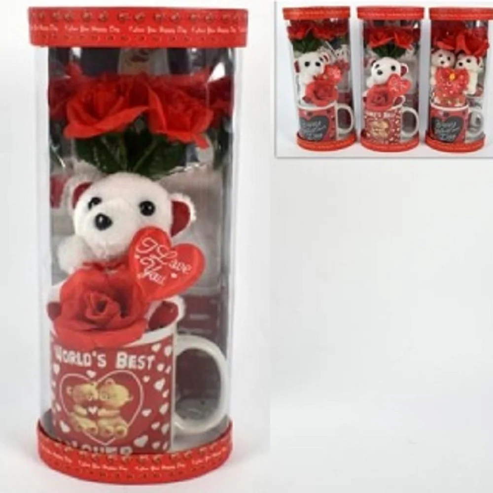 TAZZONE TAZZA CON ORSETTO FIORE IN BOX REGALO SAN VALENTINO 3 MODELLI ASSORTITI - TrAdE Shop Traesio