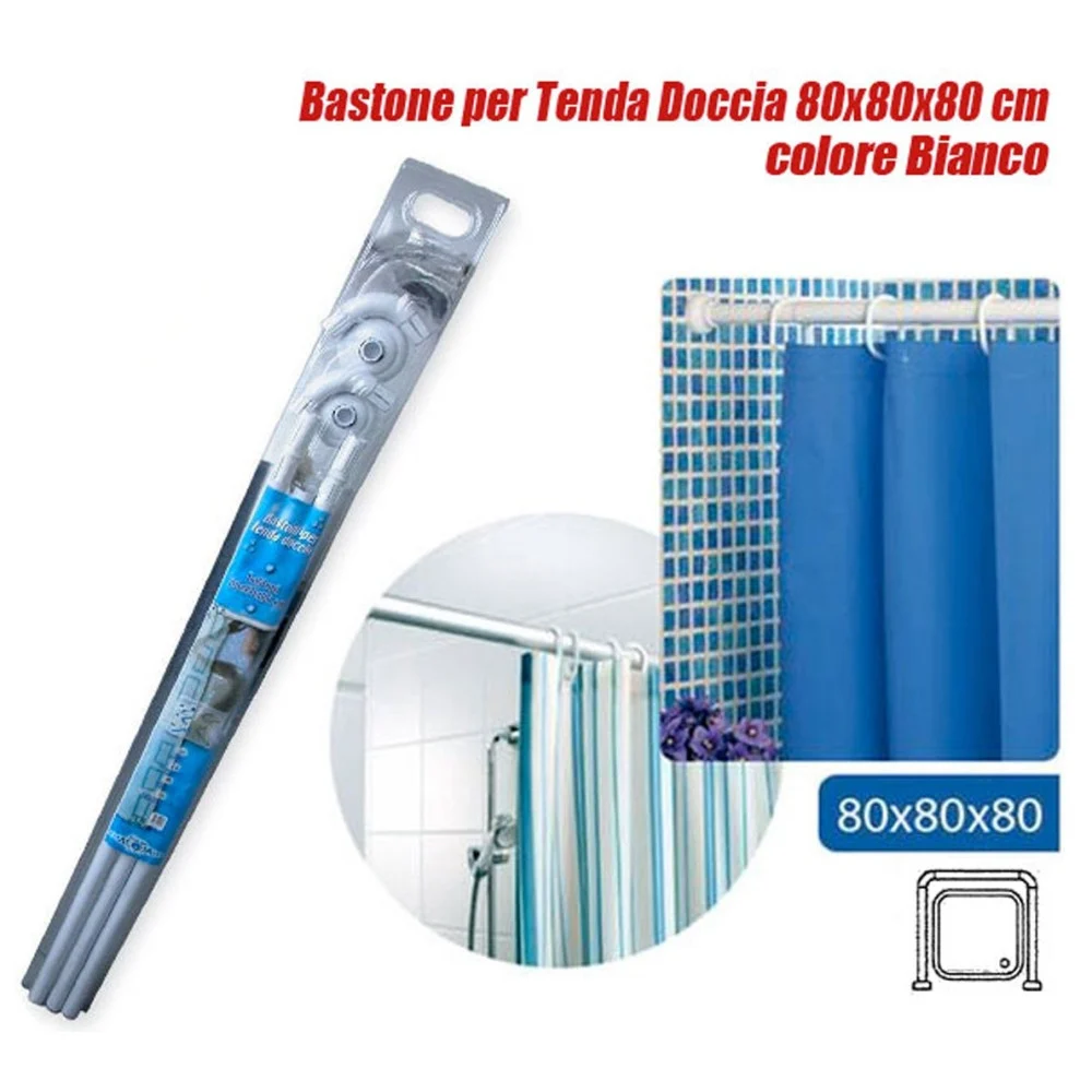 TELAIO TENDA TENDE BASTONE ASTA DOCCIA E VASCA DA BAGNO COLORE BIANCO 80X80X80CM - TrAdE Shop Traesio