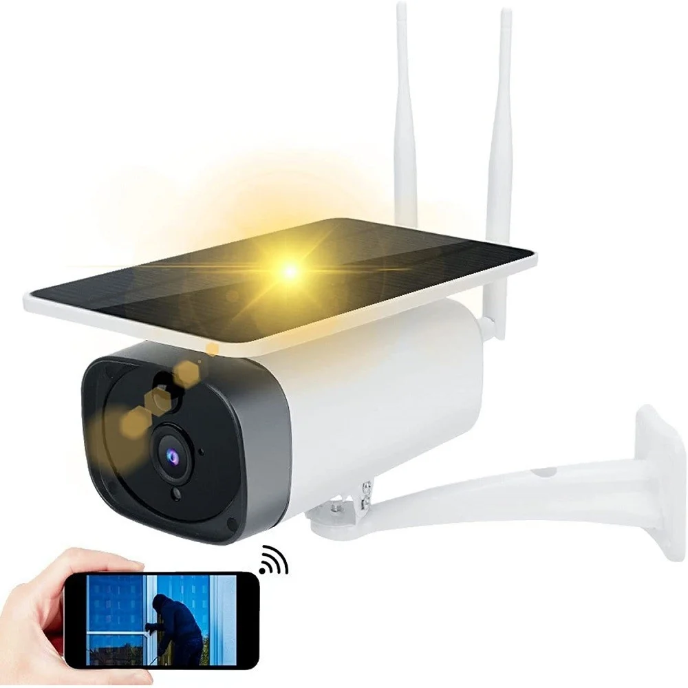 TELECAMERA 1080P WIFI WIRELESS CCTV PANNELLO SOLARE VISIONE NOTTURNA IR ALLARME - TrAdE Shop Traesio