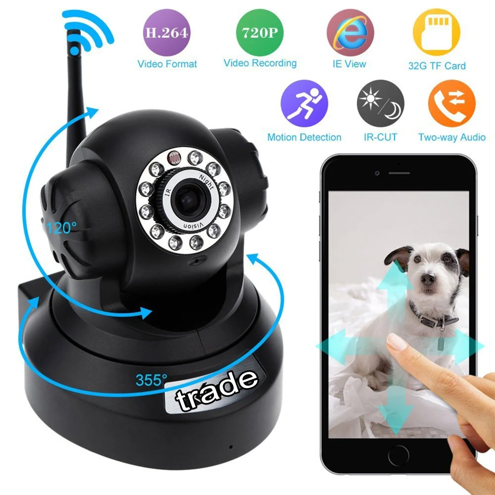 TELECAMERA DI SORVEGLIANZA IP CAM HD 720P WIRELESS LED IR LAN MOTORIZZATA WIFI - TrAdE Shop Traesio