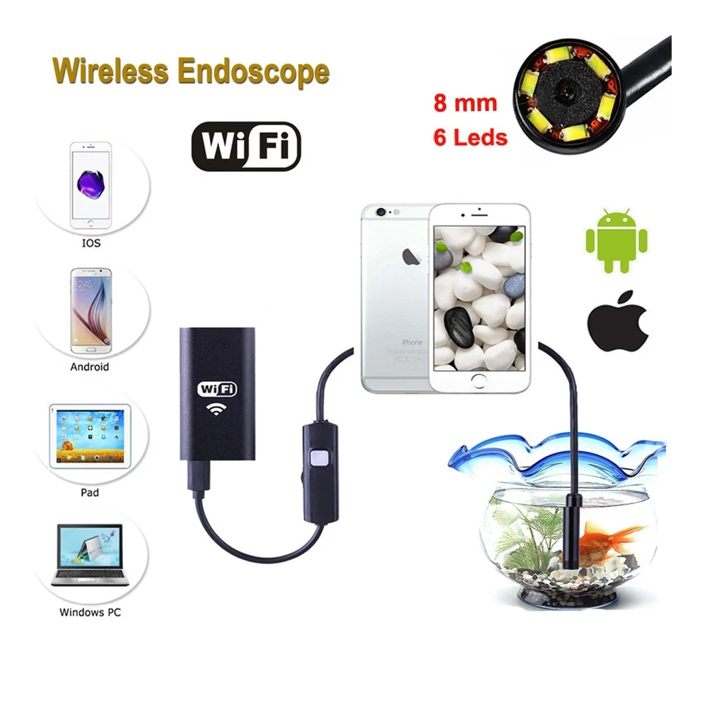 TELECAMERA ENDOSCOPICA PER ISPEZIONE WIFI PER SMARTPHONE 6 LED MT IP67 - TrAdE Shop Traesio