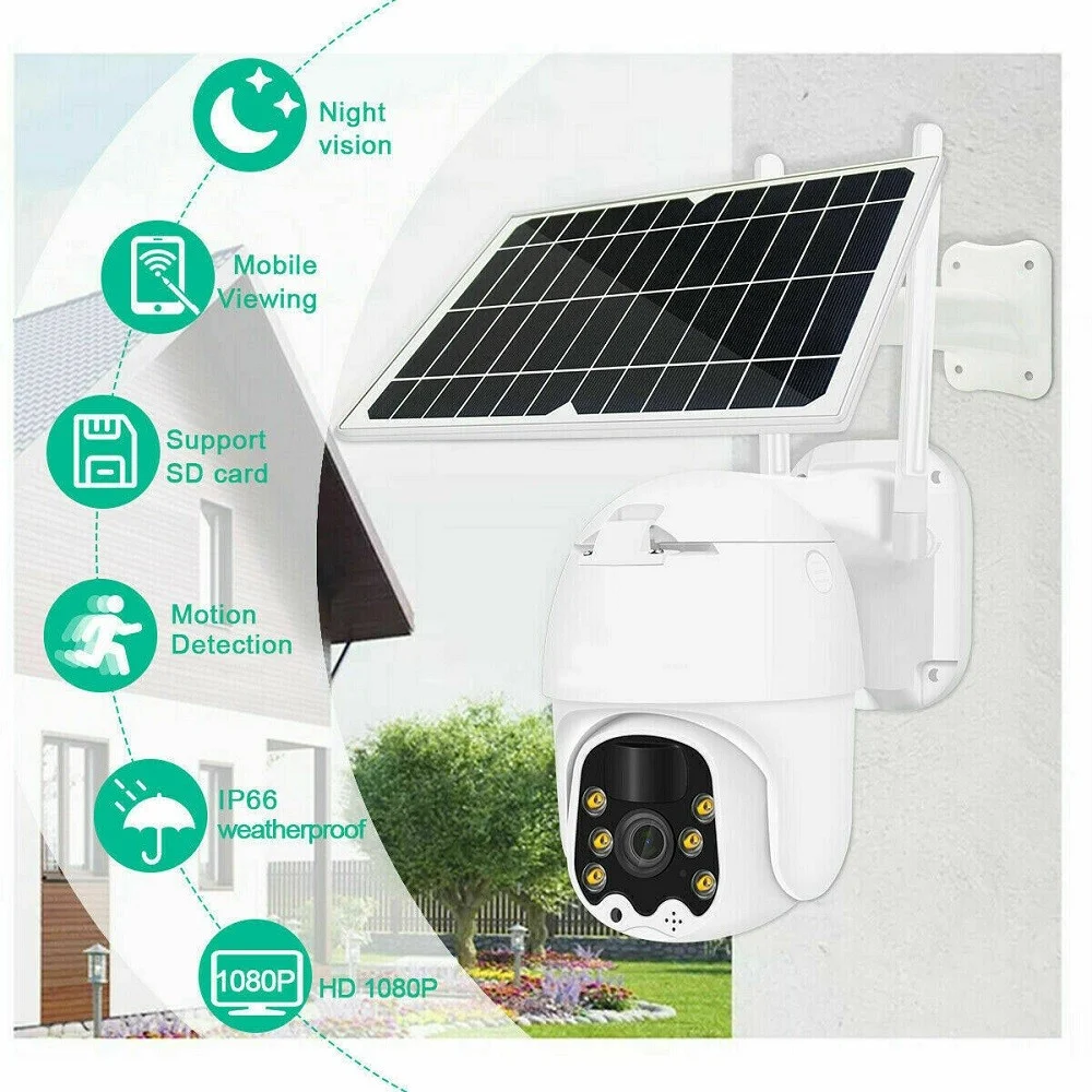 TELECAMERA ESTERNA FULL HD 1080P 5.0MP PTZ WIRELESS CON PANNELLO SOLARE WIFI - TrAdE Shop Traesio