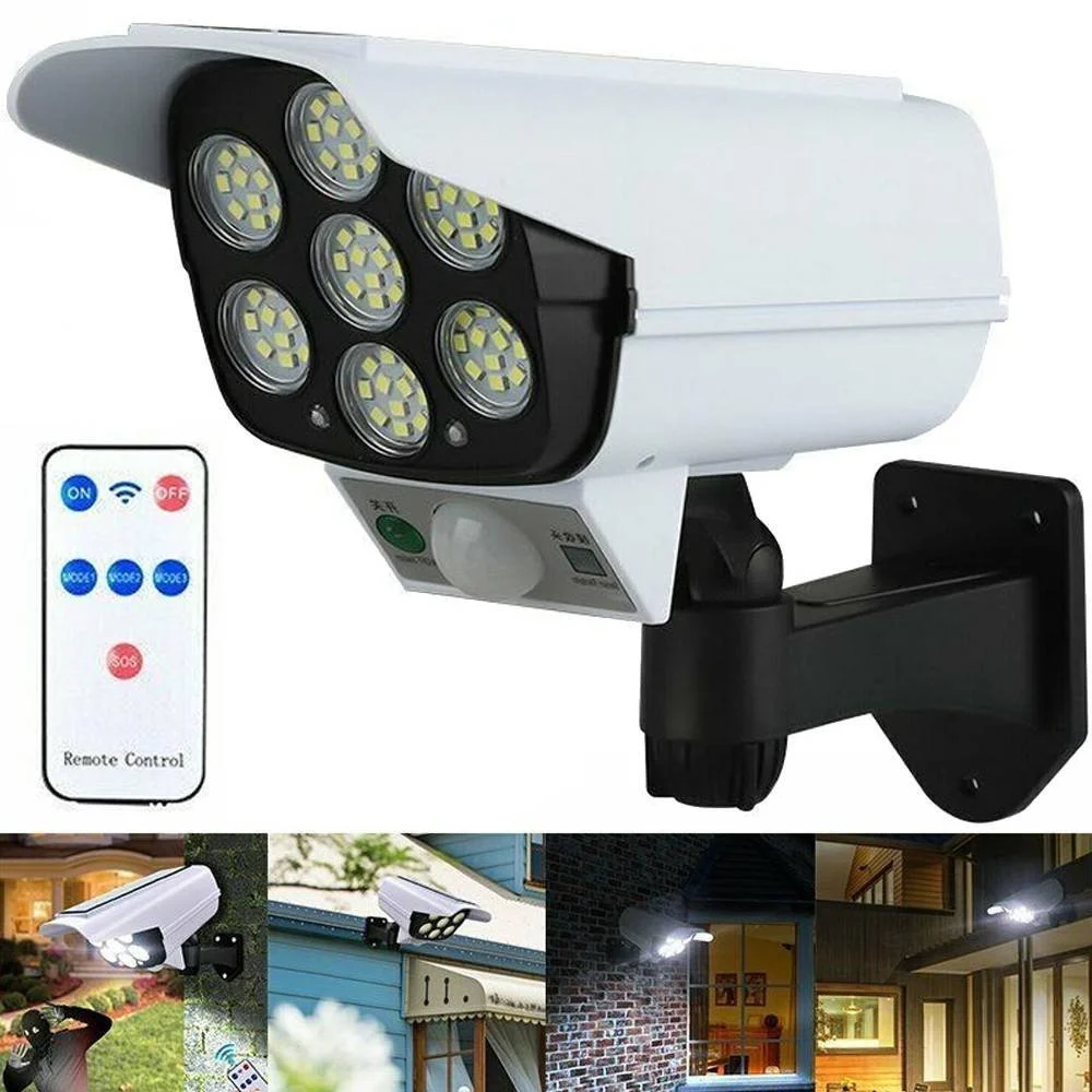 TELECAMERA FINTA PANNELLO SOLARE CON SENSORE DI MOVIMENTO 77 LED FARETTO LUCE - TrAdE Shop Traesio