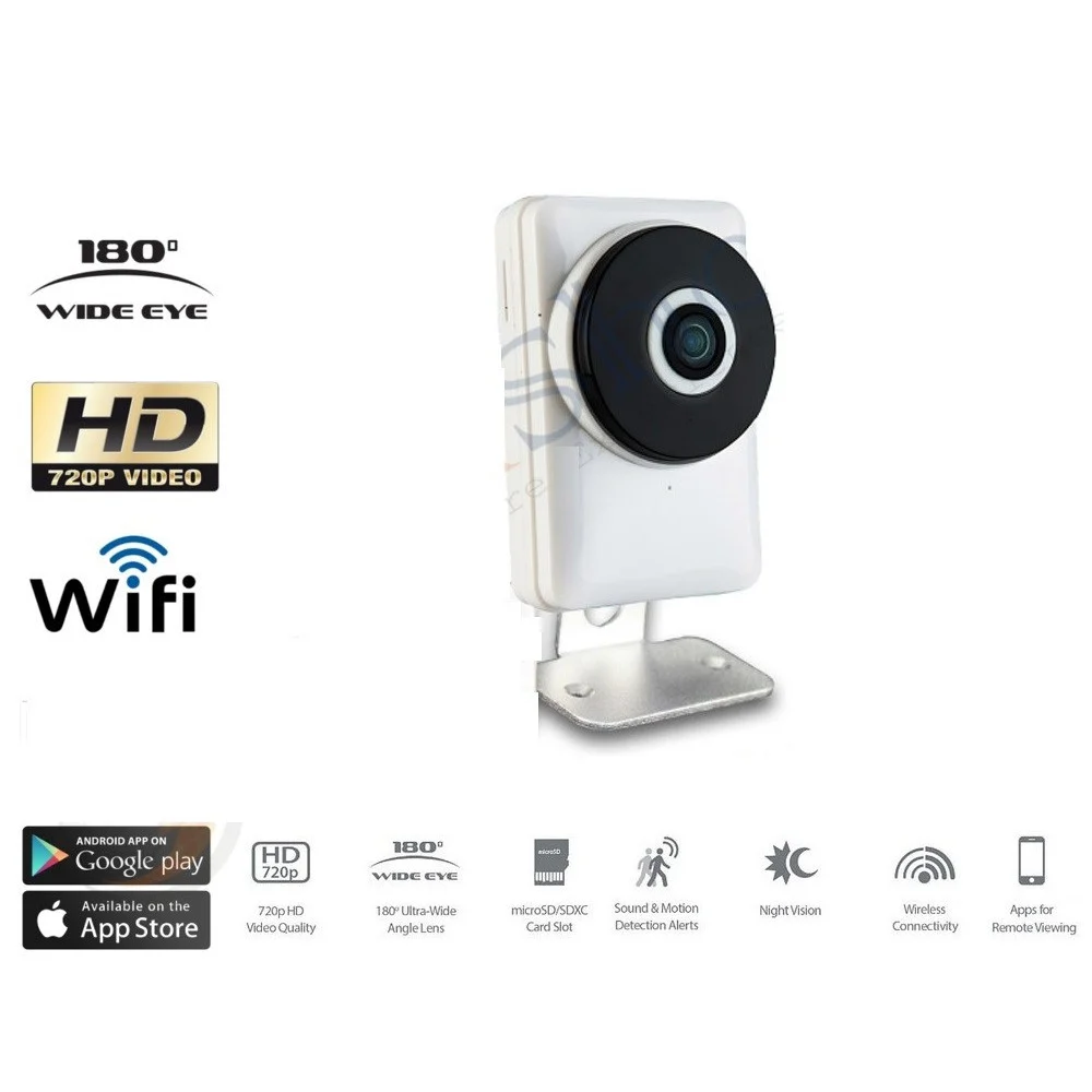 TELECAMERA IP CAM 1 MPX 720P WIRELESS WIFI REGISTRA MICRO SD WIDE EYE 180 GRADI - TrAdE Shop Traesio