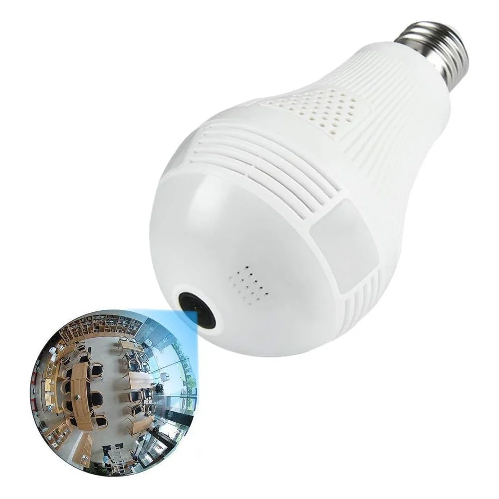 TELECAMERA IP WIFI LAMPADINA LED OCCHIO CAMERA NASCOSTA SPIA E27 180° PANORAMICA - TrAdE Shop Traesio
