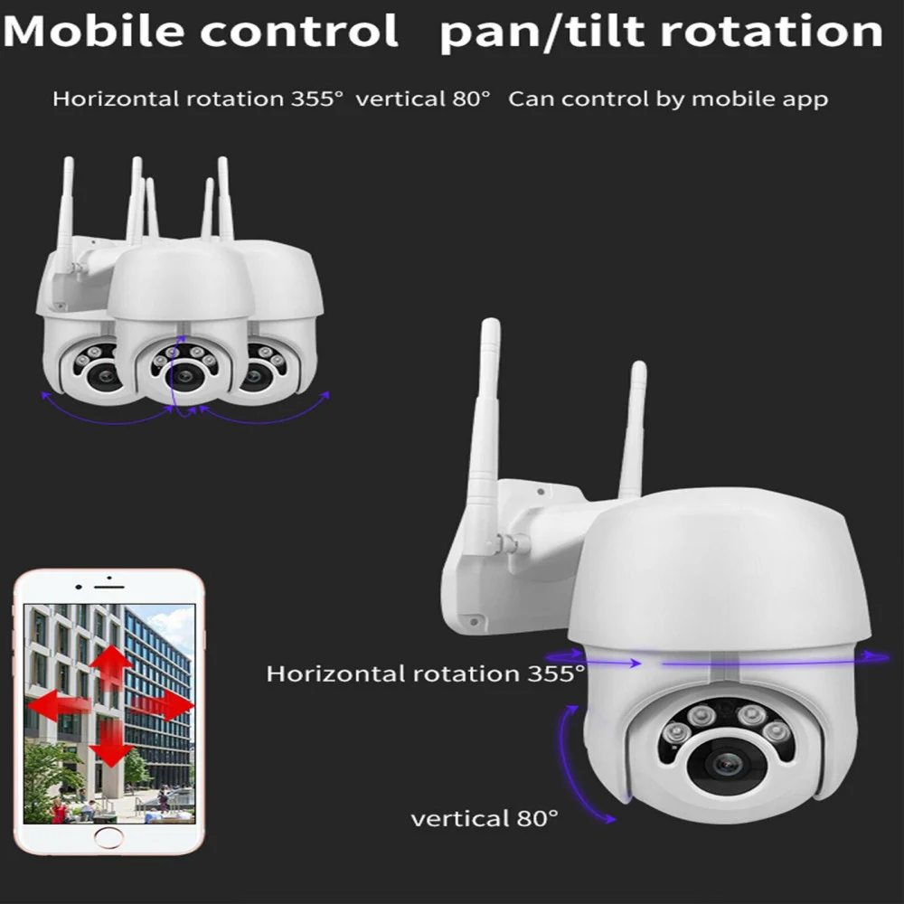 TELECAMERA PTZ 1080P FULL HD ESTERNA IP CAMERA MOTORIZZATA IR WIFI WEBCAM - TrAdE Shop Traesio