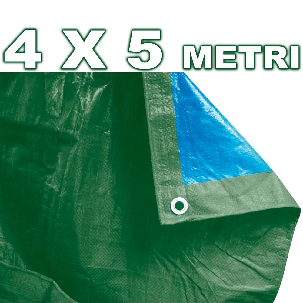 TELO COPRI AUTO MOTO COPRITUTTO 4X5 METRI IN POLIETILENE IMPERMEABILE VERDE BLU - TrAdE Shop Traesio